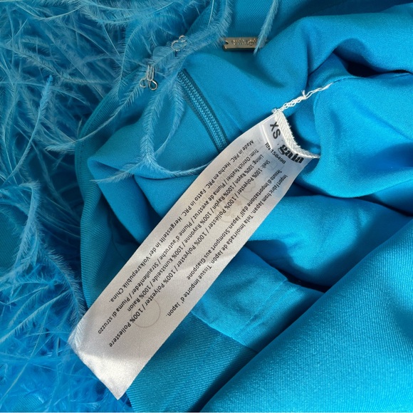 Cult Gaia Eliana Dress Lake Blue Feather Embellished Size XS - Picture 13 of 13